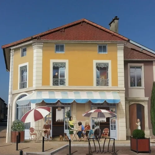 Miribel, le bar avec Henri Deschamp et Jean Moulin 1